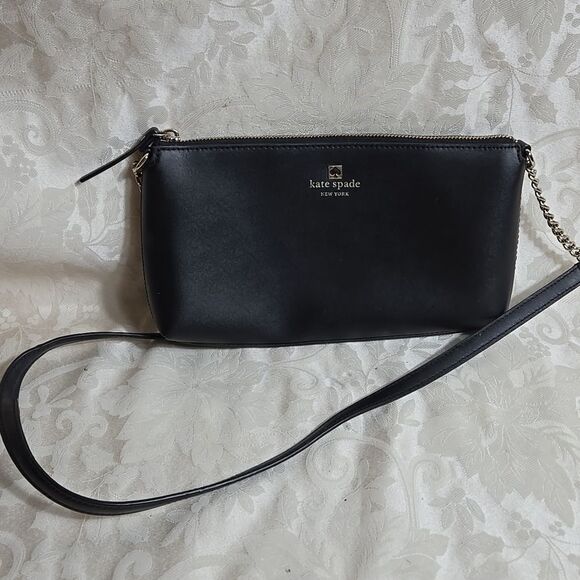 Kate Spade Classic Black Leather Crossbody Bag - Picture 1 of 10